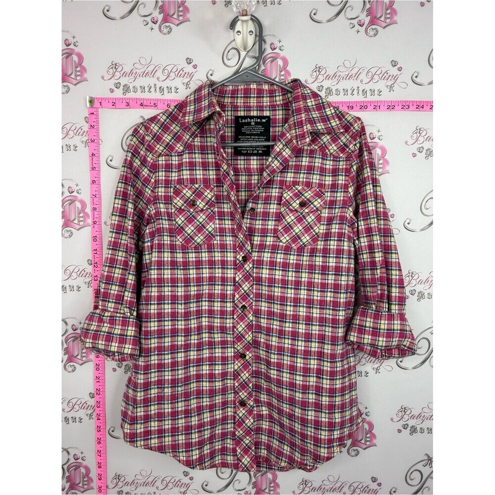 Lashalie.w shirt Pink Plaid Button-Up Shirt